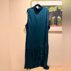 Kendall & Kylie Teal Sleeveless Asymmetrical Ruffle Midi Dress